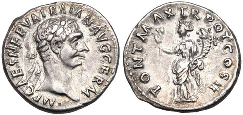 Roman silver denarius of the Emperor Trajan - PAX
